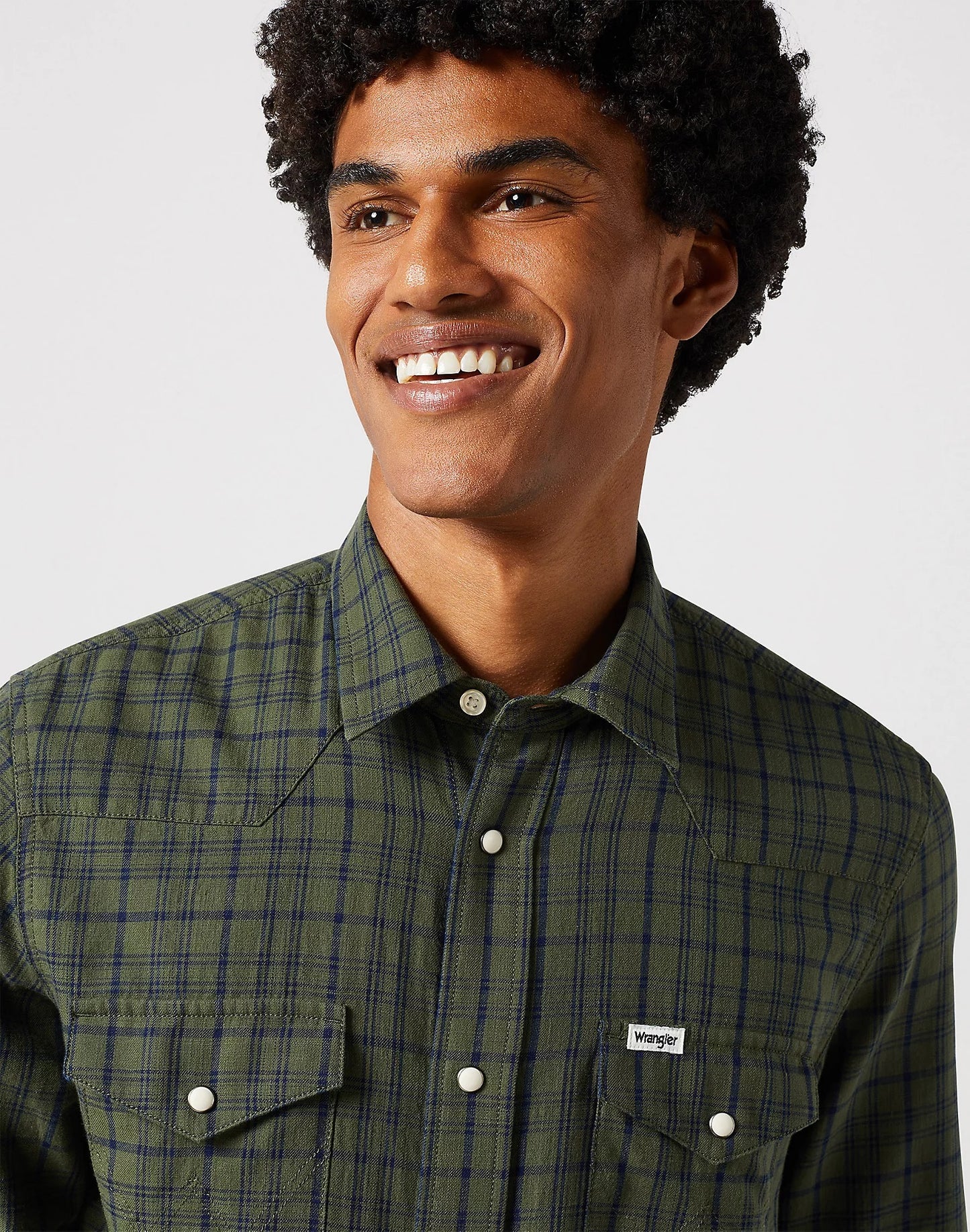 Wrangler short sleeve western green indigo shirt