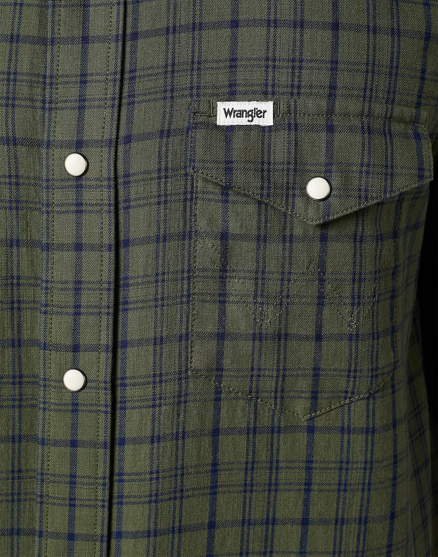 Wrangler short sleeve western green indigo shirt