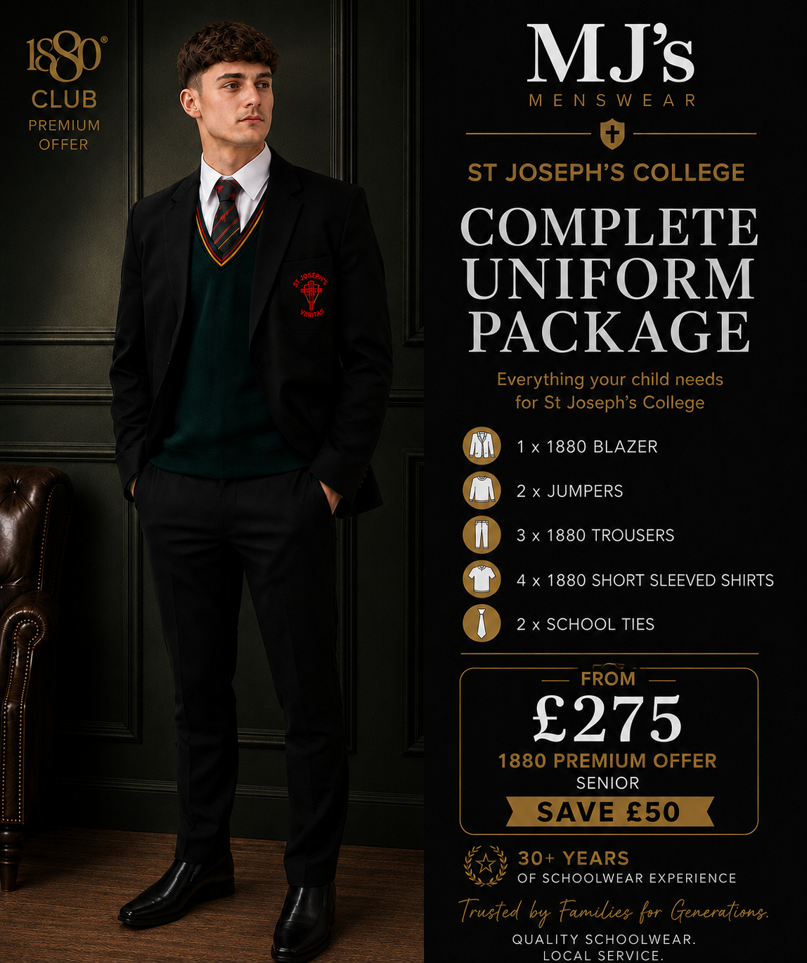 St Joseph's College Complete Uniform 1880 Package (Senior)