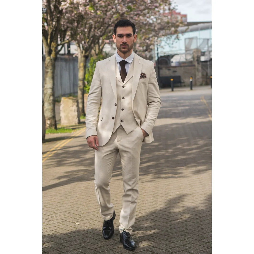 Adam Cream Linen suit for hire