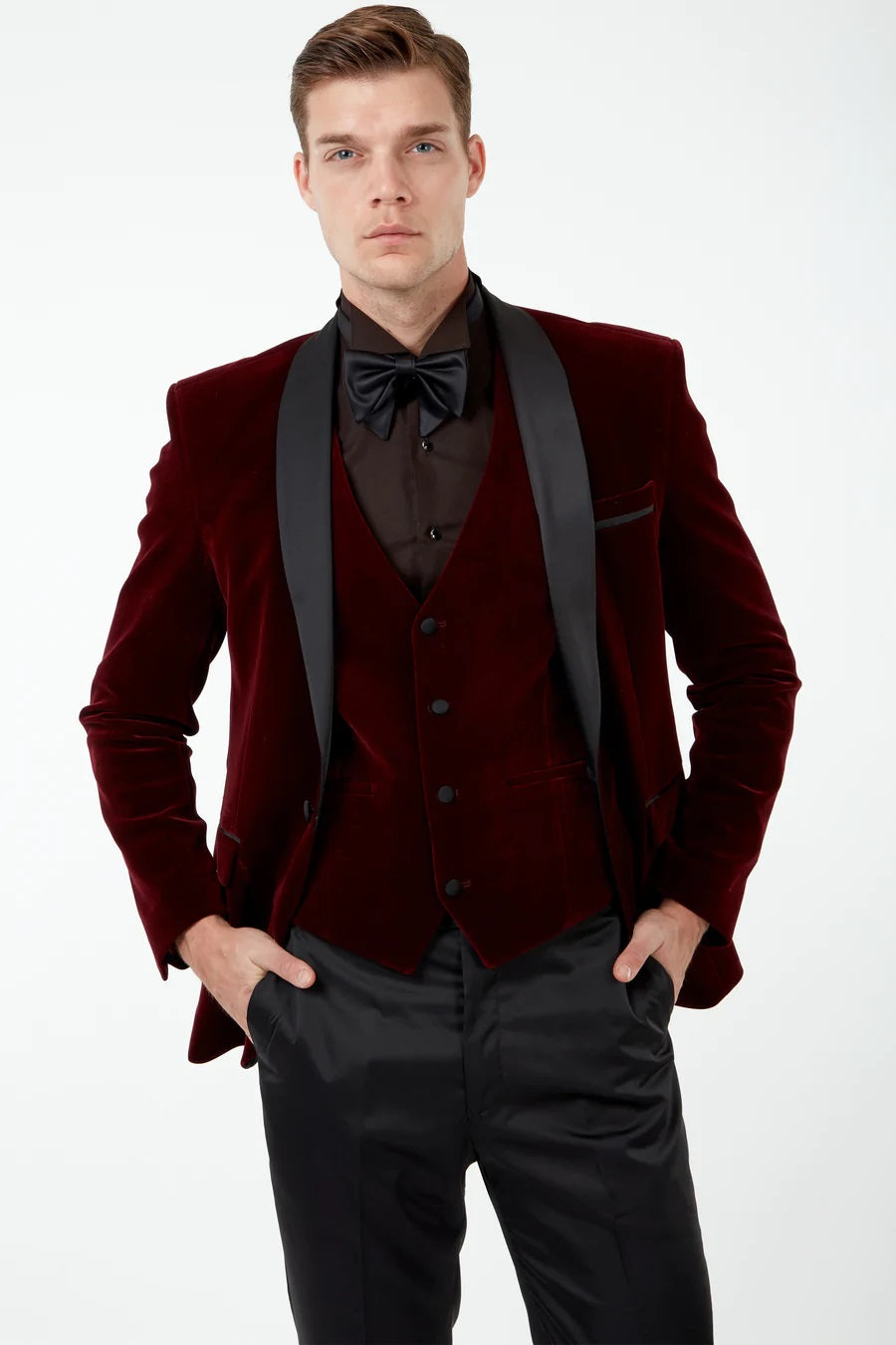Red Velvet Tux 3 Piece Suit
