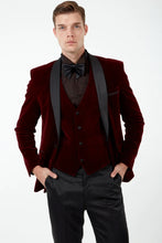Load image into Gallery viewer, Red Velvet Tux 3 Piece Suit
