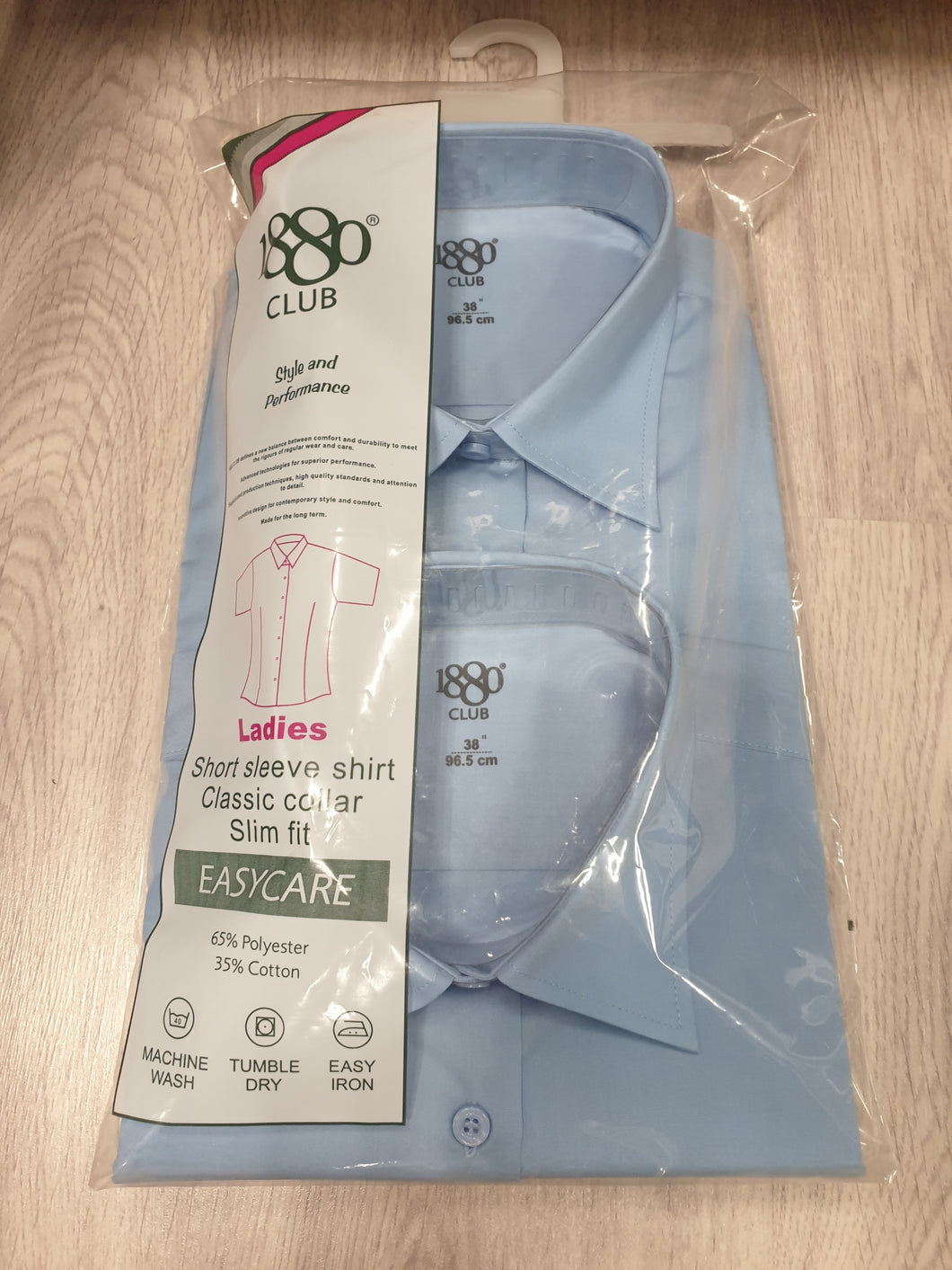 1880 twin pack short sleeved pale blue blouses (St Mary's) - MJ's Menswear Derry