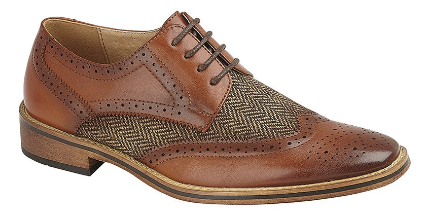 Boys Tan/Woven Brogue Gibson Shoe