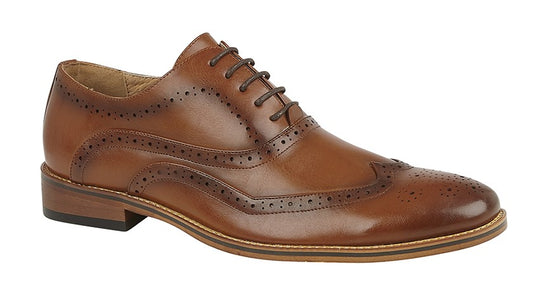 Boys Dark Tan Oxford Brogue Shoe