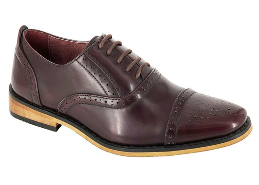 Boys Oxblood Brogue Shoe - MJ's Menswear Derry