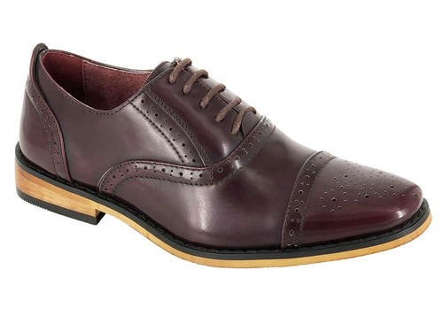 Boys Oxblood Brogue Shoe - MJ's Menswear Derry