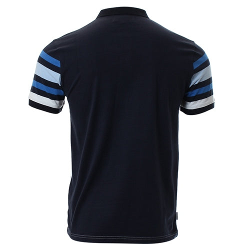 Baxter Polo Navy Blue Stripe - MJ's Menswear Derry