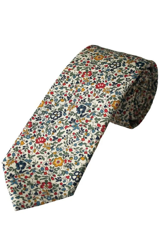Boys Kingsfisher Cream Red Floral Tie