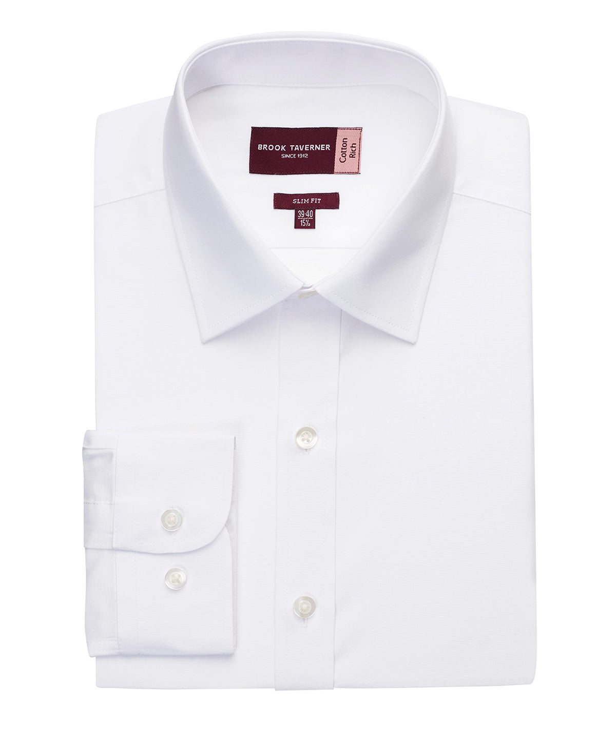 Brook Taverner Long Sleeve Slim Fit White Shirt - MJ's Menswear Derry