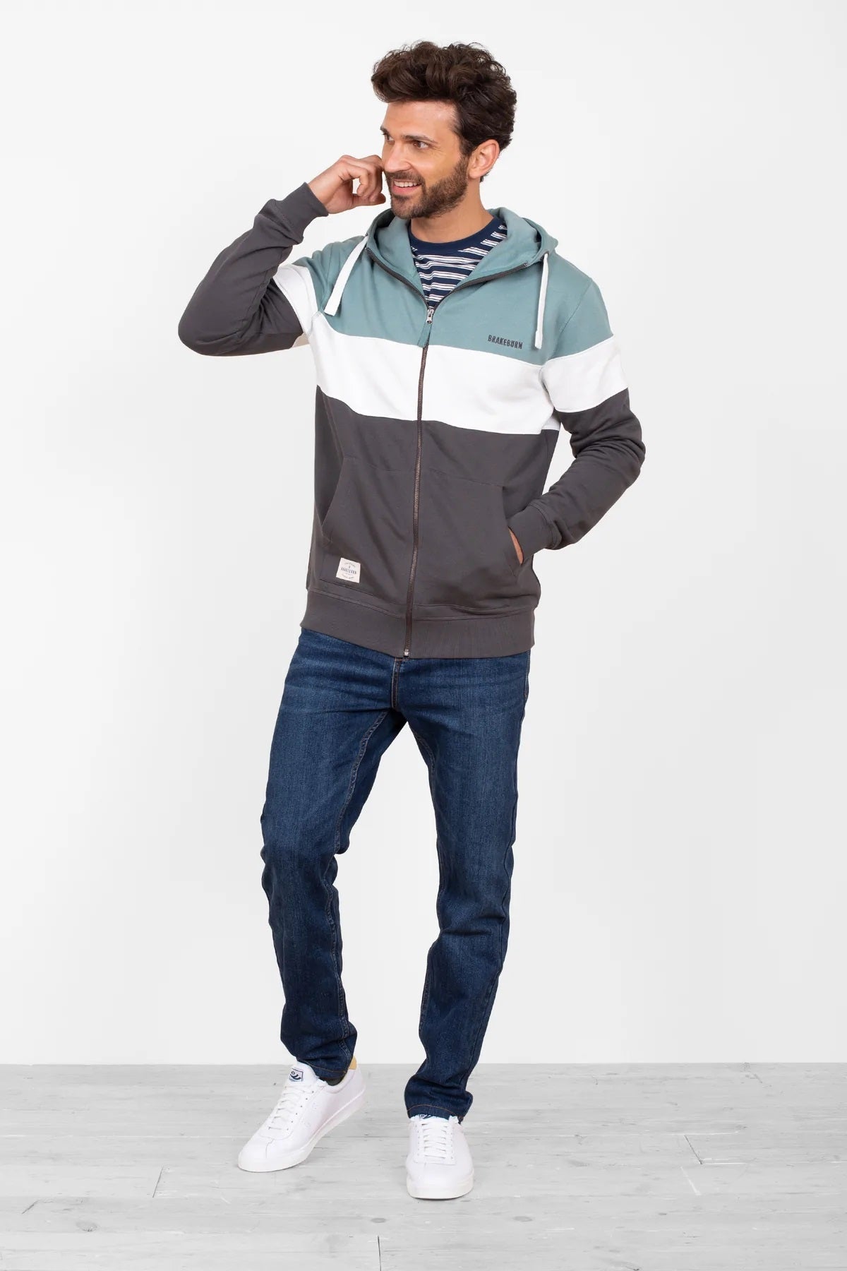 Colour Block Zip Thru Hoody - MJ's Menswear Derry
