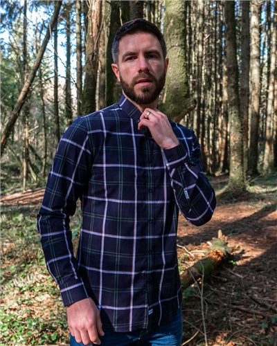 Dan Navy Check Slim Fit Shirt - MJ's Menswear Derry