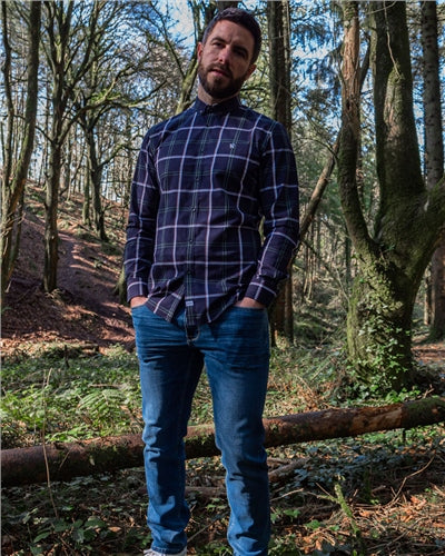 Dan Navy Check Slim Fit Shirt - MJ's Menswear Derry