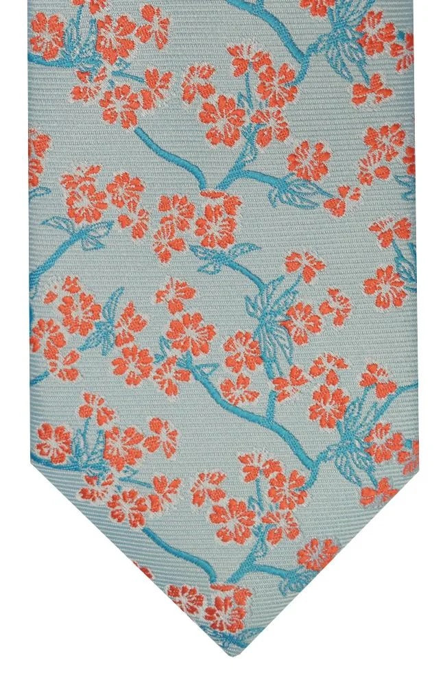 Floral Poly Tie Torquoise