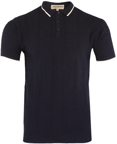 Harry Knitted Polo Indigo - MJ's Menswear Derry