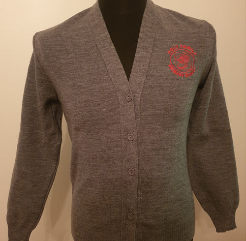 Holy Family PS Deerpark knitted grey V-neck cardigan - MJ's Menswear Derry