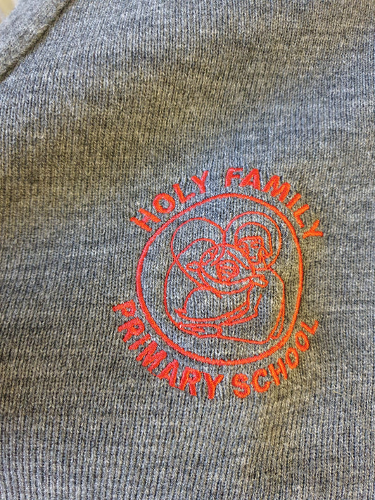 Holy Family PS Deerpark knitted grey V-neck jumper - MJ's Menswear Derry