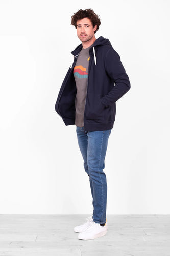 Navy Zip Through Hoody - MJ's Menswear Derry