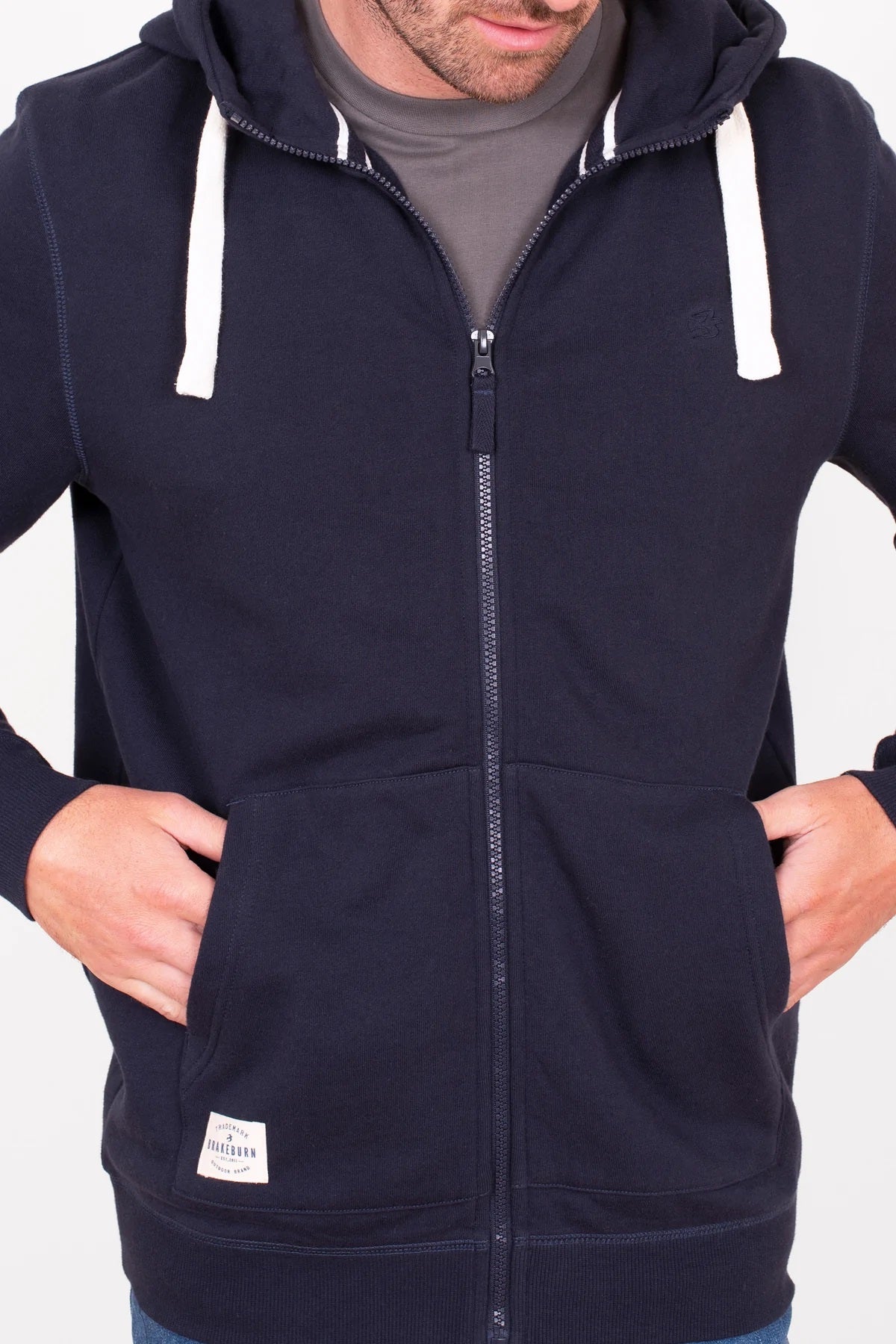 Navy Zip Through Hoody - MJ's Menswear Derry