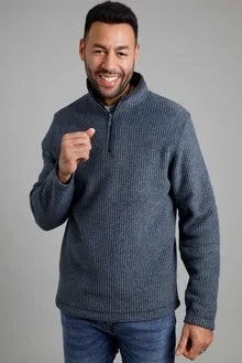 Newark eco quarter zip grid fleece navy