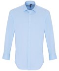 Premier Stretch fit cotton poplin long sleeve pale blue shirt