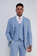 Load image into Gallery viewer, Ralph Light Blue Wool Tweed 3 Piece Suit
