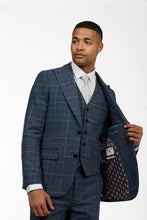 Load image into Gallery viewer, Reece Wool Tweed Three Piece Slim Fit Suit In Grey Check
