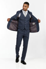 Load image into Gallery viewer, Reece Wool Tweed Three Piece Slim Fit Suit In Grey Check
