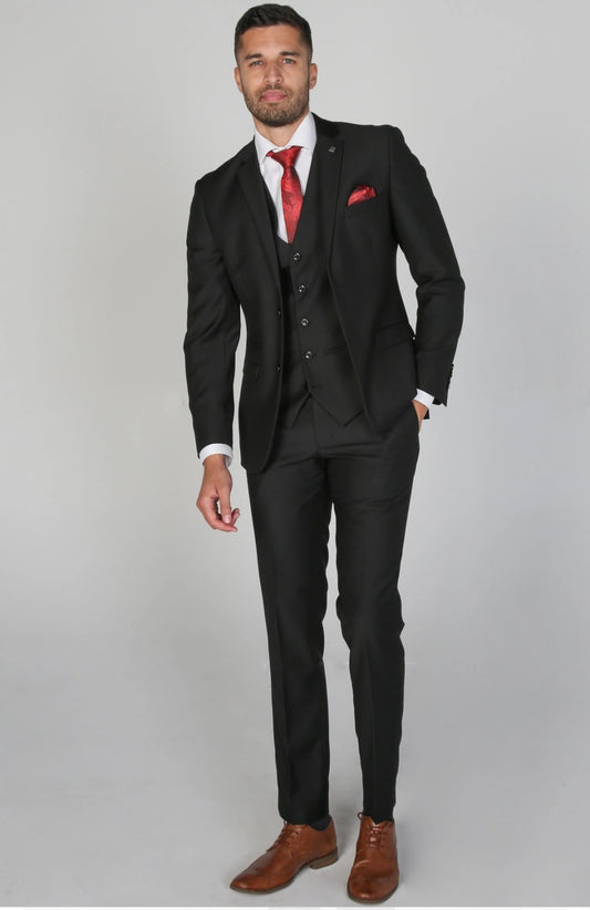 Parker Black 3 Piece Suit - MJ's Menswear Derry