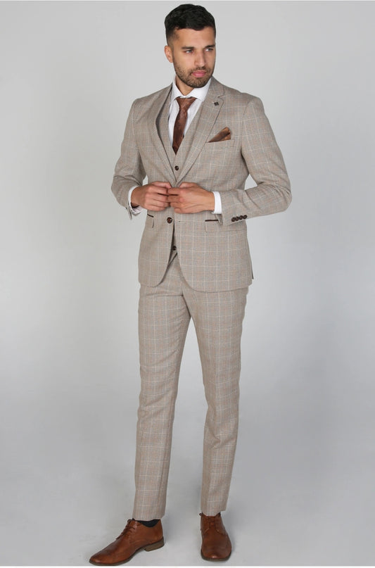 Holland Beige 3 Piece Suit - MJ's Menswear Derry