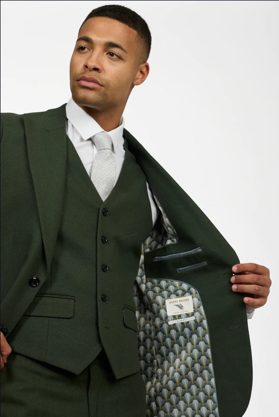 Forrest Green Wool Blend 3 Piece Suit