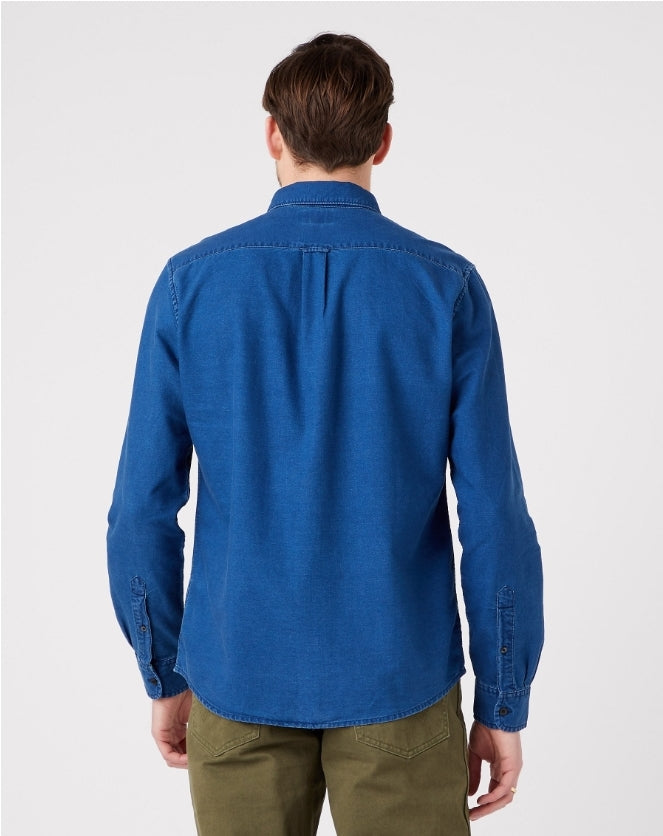 Wrangler Dark Indigo Long Sleeve Shirt - MJ's Menswear Derry