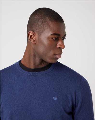 Wrangler Crewneck Knit Navy - MJ's Menswear Derry
