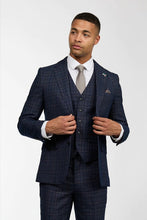 Load image into Gallery viewer, Knightsbridge Wool Tweed Three Piece Slim Fit Suit In Blue Check

