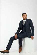 Load image into Gallery viewer, Knightsbridge Wool Tweed Three Piece Slim Fit Suit In Blue Check
