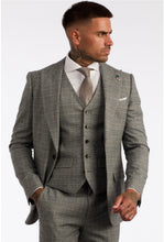 Load image into Gallery viewer, Chester Grey Tan Check 3 Piece Suit
