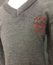 Load image into Gallery viewer, 3 x St Brigid&#39;s (Carnhill) PS Deerpark knitted grey V-neck jumper (SAVE 18%)
