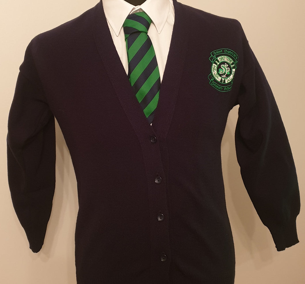 St Patrick's (Pennyburn) PS Deerpark knitted navy v-neck cardigan - MJ's Menswear Derry