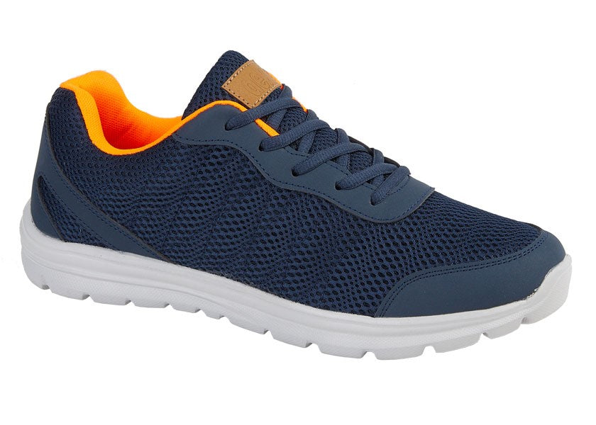 Navy/Orange Textile Mesh Lace Up Trainer