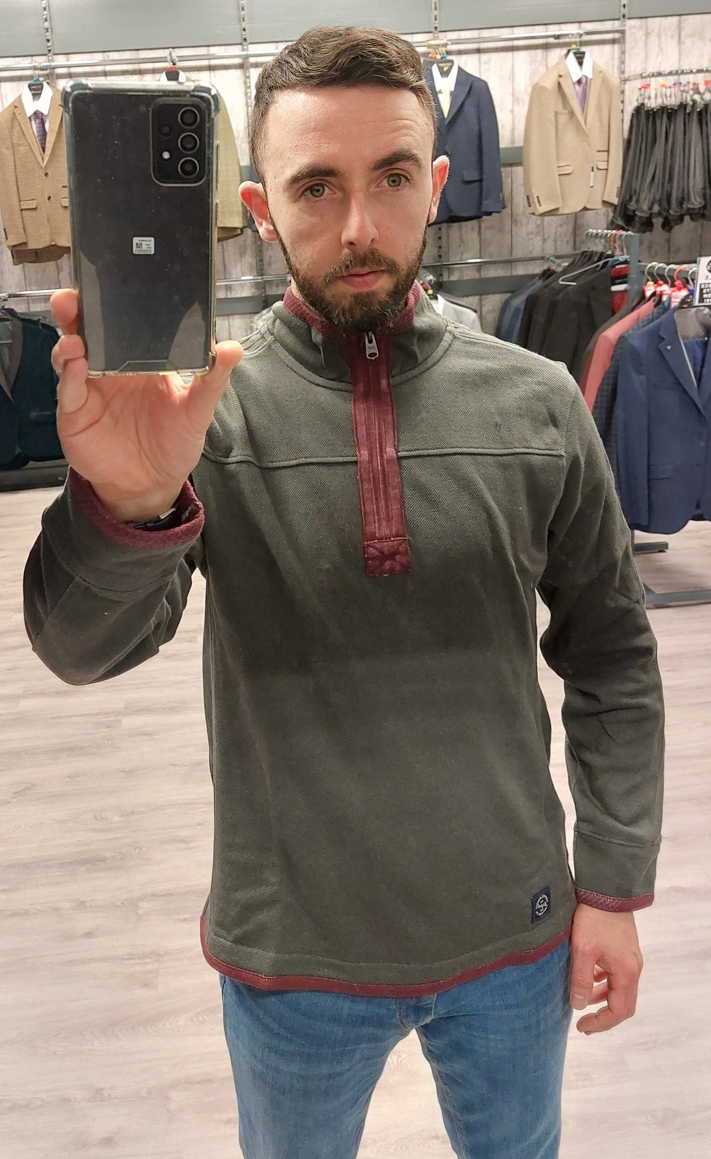 Tokyo Cotton Pique Half Zip Black