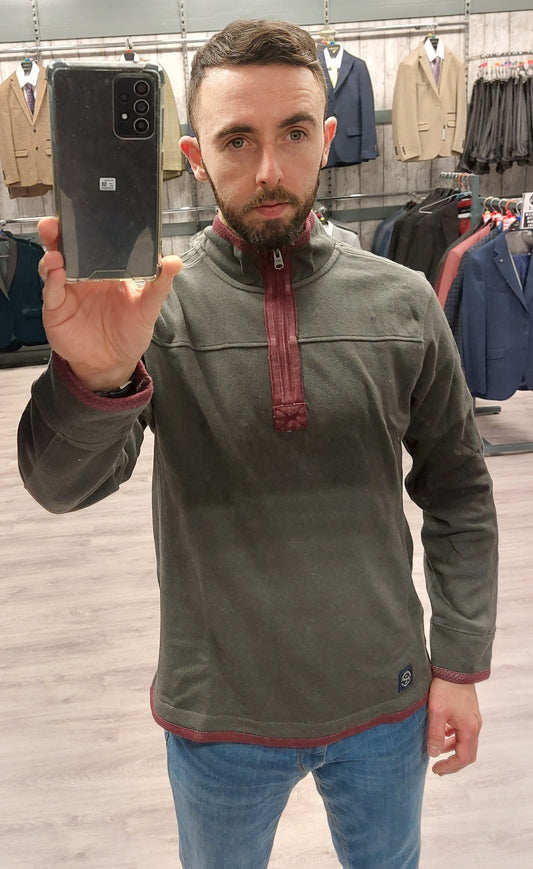 Tokyo Cotton Pique Half Zip Black
