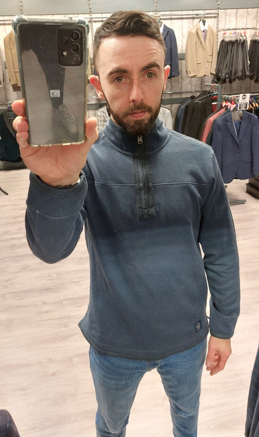 Tokyo Cotton Pique Half Zip Indigo