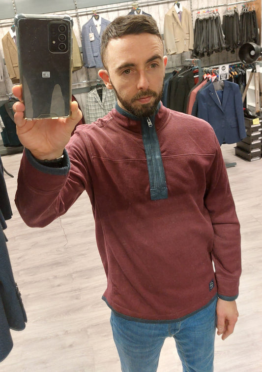 Tokyo Cotton Pique Half Zip Oxblood