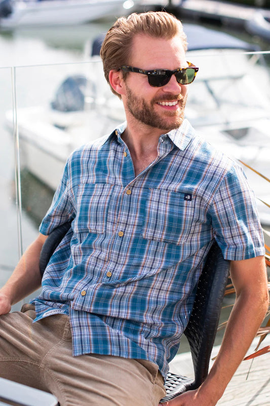 Blue Checked Short Sleeve Shirt