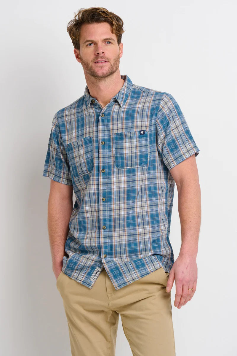 Blue Checked Short Sleeve Shirt