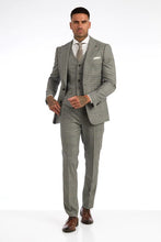 Load image into Gallery viewer, Chester Grey Tan Check 3 Piece Suit
