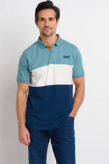 Blue Colour Block Polo
