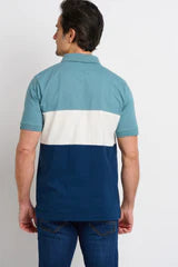 Blue Colour Block Polo
