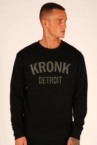 KRONK Detroit Applique Sweatshirt Loose Fit Black - MJ's Menswear Derry