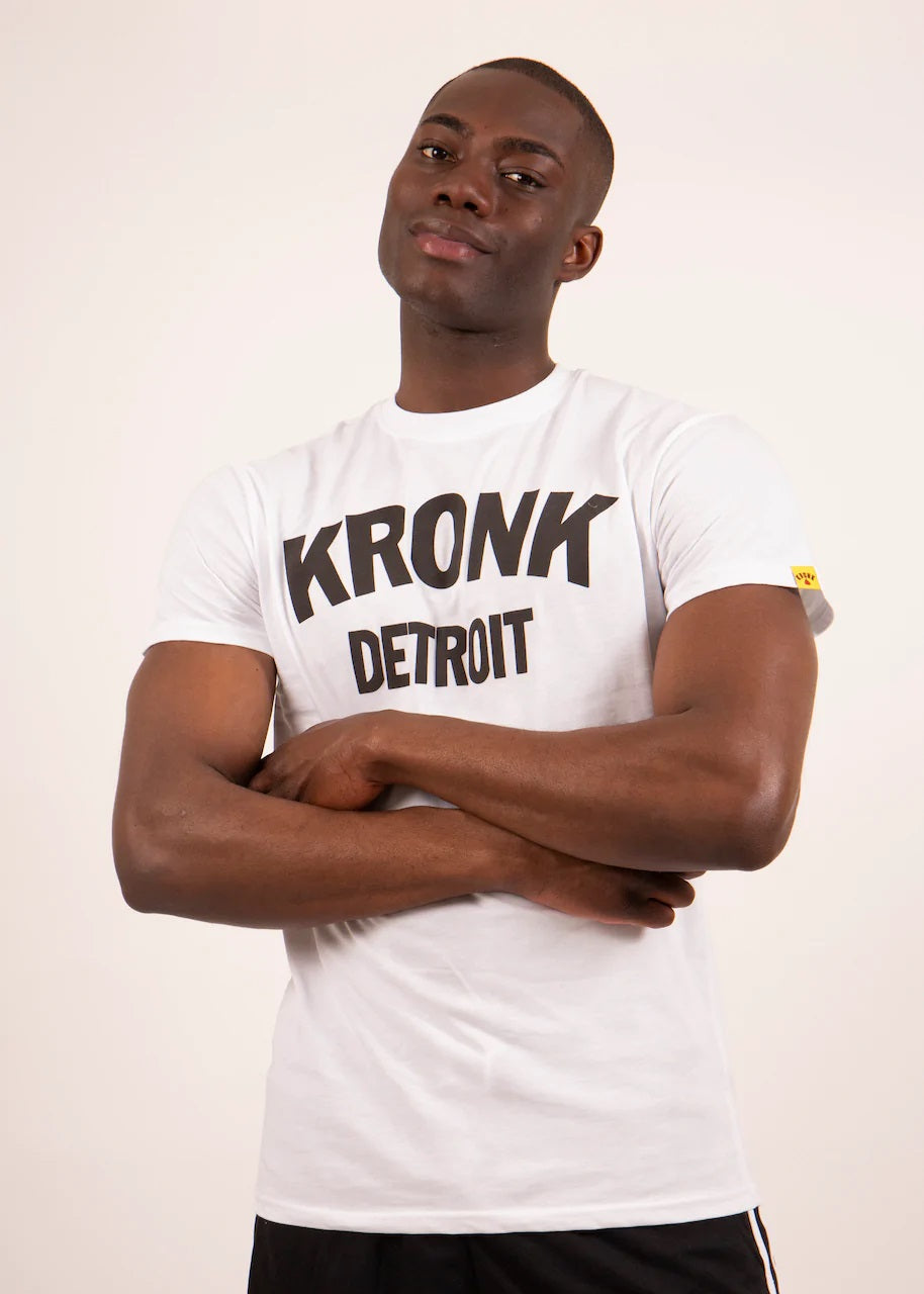 KRONK Detroit T Shirt White with Black Logo - MJ's Menswear Derry